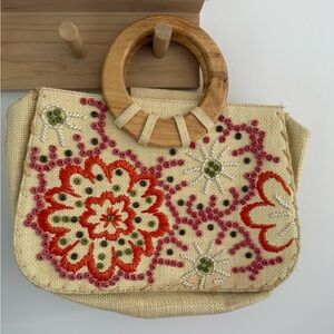 Coldwater Creek Floral Straw Bag